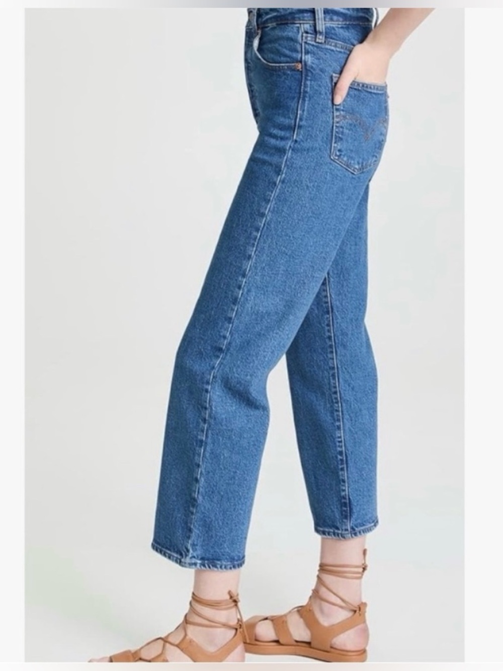 Levi's Ribcage Straight Ankle Jeans Women’s 25 Blue Denim High Waist Button Fly